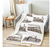 Manfei Train Throw Blanket Retro Steam Locomotive Train Bed Blanket for Kids Boys Adults Room Decor, Vintage Train Blanket for Couch Sofa, Soft and Breathable Fleece Blanket(50 x 60 Inches)
