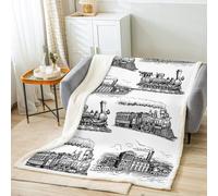 Manfei Train Throw Blanket Retro Steam Locomotive Train Blanket for Couch Sofa, Vintage Train Bed Blanket for Kids Boys Adults Room Decor, Soft and Breathable Fleece Blanket(50 x 60 Inches)