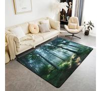 Manfei Tree Area Rug Green Trees Woodland Indoor Floor Mats Entrance Rugs for Kids Boys Girls Room Decor,Natural Landscape Non Slip Absorbent Carpets, 4'11" x 3'3" (Rectangular)