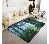 Manfei Trees Area Rug Natural Landscape Indoor Floor Mats Entrance Rugs for Kids Boys Girls Room Decor,Green Tree Woodland Non Slip Absorbent Carpets, 6'6" x 4'11" (Rectangular)