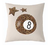 Manfei Trendy Leopard Kids Throw Pillow Cover,Star Fashion Cheetah Y2K Chic Double Sides Pillow Case,Lucky Ball 8 Lovely Home Decor,Brown Gray Bed Couch Sofa Cushion Cover,1 Pack 24"x24"