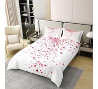 Manfei Valentine's Day 100% Cotton Duvet Cover Set Super King,Red and Pink Hearts Bedding Set 3pcs,Romantic Love Hearts Quilt Cover,Kids Boys Girls Room Decor,2 Pillowcases,No Comforter