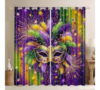 Manfei Venetian Mardi Gras Window Curtains Brazil Carnival Window Drapes,New Orleans Window Treatments,Kids Boys Girls Room Decor,Grommet Top 2 Panel Set Bedroom Curtains, 46Wx54L inch