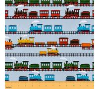 Manfei Vintage Train Fabric by The Yard, 2 Yard Bolt | Cartoon Railway Train Fabrics for Sewing DIY Crafting,Colorful Steam Locomotive Polyester Fabric and No Stretch,72"L x 59"W