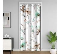 Manfei Watercolor Floral Door Curtain Cute Mint Flower Blackout Curtain for Bedroom Doorway Living Room,Modern Pastel Floral Door Drape,Kids Boys Girls Room Decor,60"x80" 1 Panel
