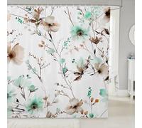 Manfei Watercolor Floral Shower Curtains Cute Mint Flower Bathroom Curtains,Modern Pastel Floral Waterproof Bath Curtains with 12 Hooks Suit for Bathtub,Kids Boys Girls Room Decor,72" W x 78" L