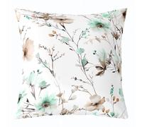 Manfei Watercolor Floral Throw Pillow Cover Cute Mint Flower Double Sides Pillow Case for Kids Boys Girls Room Decor,Modern Pastel Floral Cushion Cover for Bed Couch Sofa,1 Pack 16"x16"