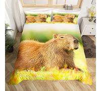 Manfei Wild Capybara Duvet Cover Set Single Size, South America Rodents Comforter Cover with 1 Pillowcase, 3D Animal Print Bedding Set 2pcs for Kids Boys Teens Room Decor Lightweight Bedspread Cover