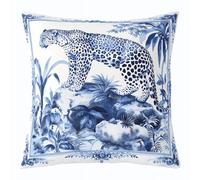Manfei Wild Leopard Throw Pillow Cover Blue Floral Leaves Print Double Sides Pillow Case for Kids Boys Girls Room Decor,Cartoon Animal Theme Cushion Cover for Bed Couch Sofa,1 Pack 22"x22"