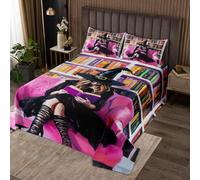Manfei Witch Reading Bedspread Double Size,Cartoon Bookshelf Coverlet Set 3pcs,Halloween Theme Quilted Coverlet with 2 Pillowcases,Kids Boys Room Decor,Soft Bedding Quilt