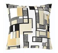 Manfei Yellow Grey Black Throw Pillow Covers (Pack of 1),Geometric Grid Patchwork Cushion Cover for Kids Girls Boys Grey Glitter Plaid Pillow Cases Modern Living Room Sofa Bed Decor,20" Lx20 W