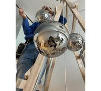 MANFFIER Modern Staircase Long Chandelier Stair High Hanging Lights Minimalist LED Chandelier, Ceiling Lights in The Villa, Stairwells and Living Room, Champagne Ball Cha(Size:10 Balls)