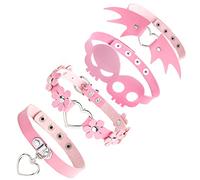 Manfnee 4Pcs Cool Punk Choker Heart Shape Leather Choker Studded Gothic Collar Choker for Women (DYEMIX00393)