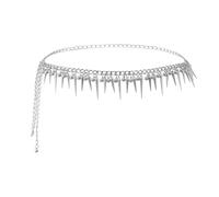 Manfnee Spike Waist Chain Belt Metal Link Belt Chain for Women Gothic, Emo, Gunge Body Belts