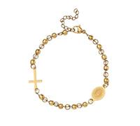 Manfnee Virgin Mary Cross Bracelets Religious Rosary Beads Bracelet Guadalupe Link Bracelet for Women