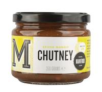 Manfood Spiced Mango Chutney 350g | Chunky pieces of mango | Pairs well with Indian food | Slow cooked | Made in the UK