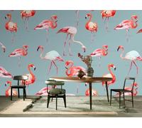 ManFototapete Photo Wallpaper 3D Watercolor Animal Flamingo Wallpaper Nonwoven Mural Decoration Poster Living Room Bedroom Corridor Modern Wall Decor 450(W) X315(H) Cm