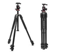 Manfrotto 190X AS, 3-Section Aluminium Camera Tripod, Photo-Kit with Ball Head, Ground Level, Arca-Swiss Plate, Quick Power Lever Lock, 10kg Payload, for DSLR and Mirrorless, Photo Shooting Supports