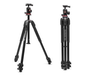 Manfrotto 190X AS, 3-Section Aluminum Camera Tripod, Photo-Kit with Ball Head, Ground Level, Arca-Swiss Plate, Quick Power Lever Lock, 22lbs Payload, for DSLR and Mirrorless, Photo Shooting Supports