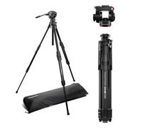 Manfrotto 500X Fluid Video Head with ONE Hybrid Aluminium Tripod - Photo & Video Tripod Kit, 5 kg Payload, Levelling Column, 90° Horizontal Column, Quick Release System, for DSLR & Mirrorless Cameras