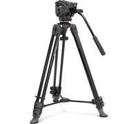 Manfrotto 500X Video Kit, Fluid Head and Aluminium Twin Leg Tripod, 5kg Payload, Flat Base, Mid-Level Spreader, Quick Release Plate, Vertical/Horizontal Shooting, for Mirrorless Cameras, Bag Included