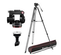 Manfrotto 500X Video Kit, Fluid Head and Aluminum Twin Leg Tripod, 5kg Payload, Flat Base, Mid-Level Spreader, Quick Release Plate, Vertical/Horizontal Shooting, for Mirrorless Cameras, Bag Included