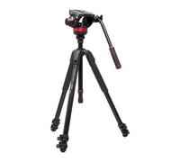 Manfrotto 502 Fluid Video Head Flat Base With 055 Video Aluminium Tripod, Black