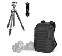 Manfrotto Element MII Aluminum Ball Head Travel Tripod for Compact Cameras, CSC, DSLR, and Lowerpro ProTactic 450AW II for Professional Cameras, Drones, Content Creation, Vlogging