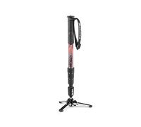 Manfrotto Element MII Video Aluminium Fluid Monopod, Slim and Lightweight, Loads up to 16kg, Foldable Fluid Base, 4 Sections, Twist Locks, for Mirrorless and DSLR cameras Red