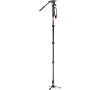 Manfrotto Element MII Video Kit Aluminium Fluid Monopod with Video Head, Slim and Lightweight, Loads up to 4kg, Foldable Fluid Base, 4 Sections, Twist Locks, for Mirrorless and DSLR Cameras Red
