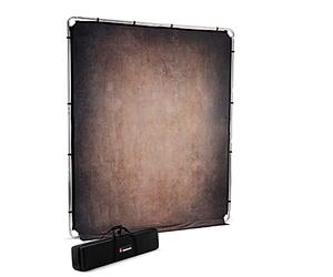 Manfrotto EzyFrame Vintage Background Kit - Colour Walnut - Collapsible - Aluminium Frame - 2 metre x 2.3 metre - with Rigid Carry Case - LL LB7934