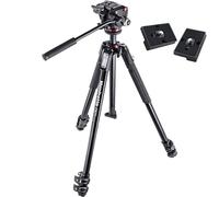 Manfrotto MK190X3-2W 190 Aluminum 3 Section Tripod Kit with MHXPRO-2W Fluid Head (Black) and Two ZAYKIR Quick Release Plates for The RC2 Rapid Connect