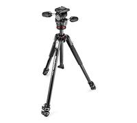 Manfrotto MK190X3-3W Tripod Kit, 3-Section Aluminium with 3-Way Fluid Head, Black/Anthracite, for Mirrorless and DSLR Cameras