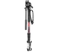 Manfrotto Element MII Video Kit Aluminium Fluid Monopod with Video Head, Slim and Lightweight, Loads up to 4kg, Foldable Fluid Base, 4 Sections, Twist Locks, for Mirrorless and DSLR Cameras Red