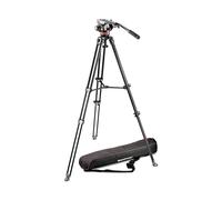Manfrotto MVK502AM-1 Professional Fluid Video System Aluminum Tripod with Telescop Twin Leg (Black)
