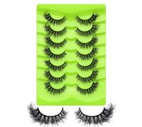 Manga False Eyelashes, 7 Pairs Black Fiber 10-13mm Handmade Strip Extensions Individual Single Cluster Wispy Curl for Women DIY