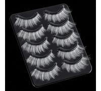 Manga False Eyelashes, White Fiber 10-16mm Handmade Strip Extensions Individual Single Cluster Wispy Curl for Women DIY