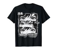 Manga Girl Eyes Panel Art with Japanese Text T-Shirt