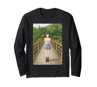 Manga Girl Rope Bridge Positive Overcoming Fear Japanese Mes Long Sleeve T-Shirt