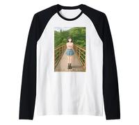 Manga Girl Rope Bridge Positive Overcoming Fear Japanese Mes Raglan Baseball Tee