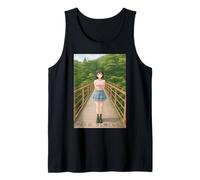 Manga Girl Rope Bridge Positive Overcoming Fear Japanese Mes Tank Top