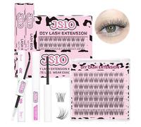 Manga Lash Clusters Kit, Spiky Cluster Eyelash Extensions Kit with Waterproof Bond & Seal & Remover, Anime Sweet & Cool style Lashes Individuals Dramatic, DIY Lash Extensions Kit at Home (Whisper)