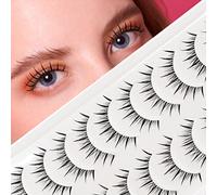 Manga Lashes 10 Pair Natural Eyelashes Anime Transparent Band Look Spiky Reusable False Eyelashe Wispy Volume Fake By EMEDA (Manga 02), Clear, Transparent, Pack of 1