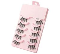 Manga Lashes 5 Pairs Anime Cosplay Mink Lashes Korean Natural short Full Strip Lashes Clear Band Soft Eyelashes Extension
