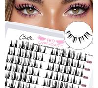 Manga Lashes Cluster Lashes 140 Pcs Lash Clusters 14 Pairs DIY Eyelash Extension Individual Cluster Eyelashes Mix Length Fluffy Super Thin Band Reusable Soft & Comfortable(Manga-D-mix)