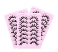 Manga Lashes,Japanese Styles Anime False Eyelashes 7 Pairs,Natural Look Fluffy Spiky Lashes Faux Lashes for Daily Makeup,Cosplay,Party (3Pcs)