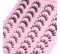 Manga Lashes Natural Look Anime False Eyelashes 20 Pairs Clear Band Individual Wispy Fake Eyelashes Strip Spiky DIY Cluster Lashes Extension C Curl Cat Eye Lashes Pack