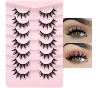 Manga Lashes Natural Look False Eyelashes Anime Lashes Mink Fluffy Spiky 3D Volume Eyelashes Pack Korean Japanese Asian Fake Eyelashes Look Like Individual Cluster 7 Pairs
