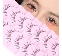 Manga Lashes Natural Look False Eyelashes Anime Lashes Mink Fluffy Spiky 3D Volume Eyelashes Pack Korean Japanese Asian Fake Eyelashes Look Like Individual Cluster 7 Pairs