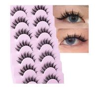 Manga Lashes Natural Look False Eyelashes Anime Lashes Mink Fluffy Spiky 3D Volume Eyelashes Pack Korean Japanese Asian Fake Eyelashes Look Like Individual Cluster 7 Pairs